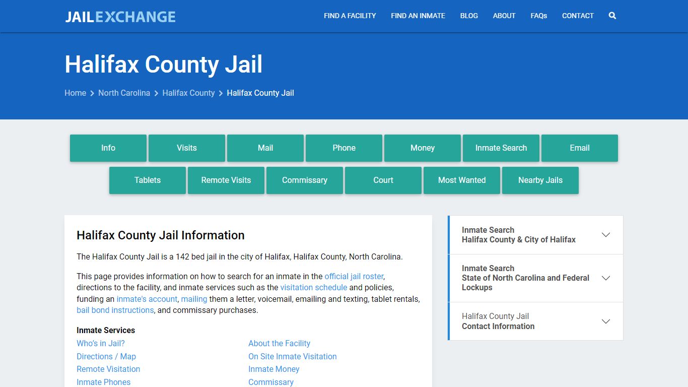 Halifax County Jail, NC Inmate Search, Information